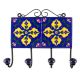 Navy Blue And Yellow Leaf Ceramic Floral Tiles Hook 